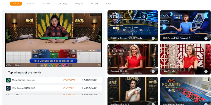 Điểm qua các nhà cung cấp casino hàng đầu tại BK8 Điểm qua các nhà cung cấp casino hàng đầu tại BK8