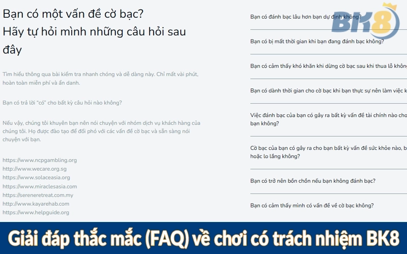 Giải đáp thắc mắc (FAQ) về chơi có trách nhiệm BK8